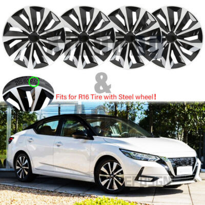 4x Silver 16'' Wheel Covers For Nissan Altima 2002-2023 Snap On Full Rim Hub Caps