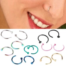 20Pcs C Shape Fake Nose Ring Hoop Septum Rings Stainless Steel Nose Piercing 20G