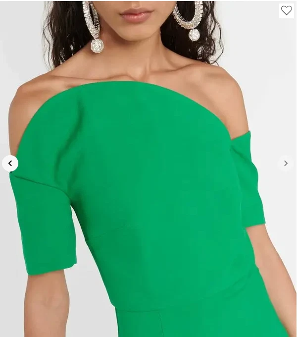 Vestido Roland Mouret verde asimétrico de seda y lana Foto 3 de 4