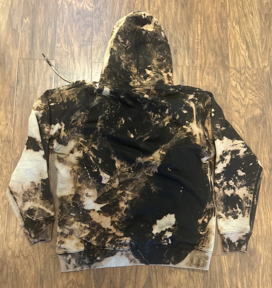 Skateboarding Xclusive Hoodie Brown Tie Dye Sz M Bleached Pullover Sweatshirt - Image 4 of 4