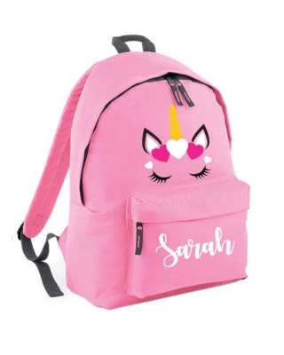 NOT SPECIFIED Personalisierter Rucksack Einhorn für Mädchen Jungen Schule süß Teenager Kinder rosa L293