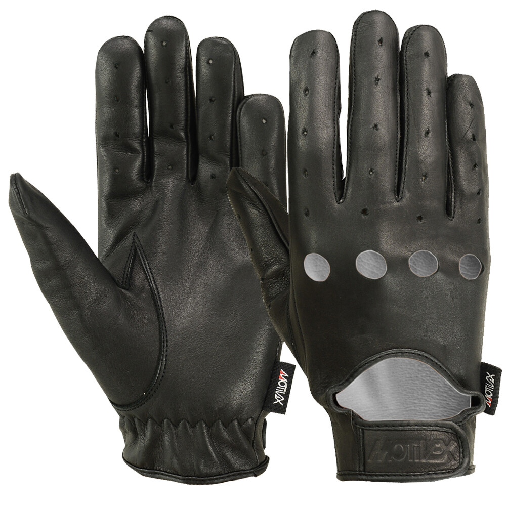 Men's MRX Motorcycle & Driving Gloves – Full Finger Leather With Wrist Strap