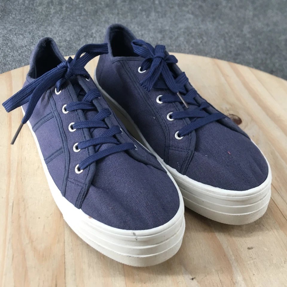 Wanted Shoes Mujer 10 Zapatillas bajas con cordones Cómodas Azul Lona Informales Foto 3 de 4