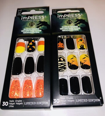 Halloween Press On Nails Manicure imPress KISS Glow In The Dark Limited  Edition