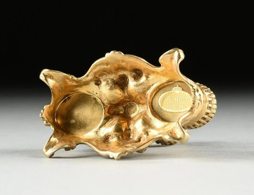 PAIR OF ITALIAN VERMEIL SILVER 800 FIGURAL TRIPLE SALT CELLARS , circa 1952 - Picture 9 of 10
