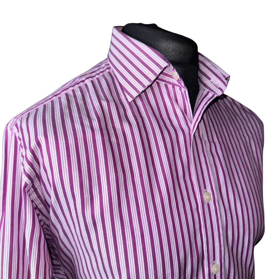 HAWES AND CURTIS Shirt Mens 16 Fits as XL (44")  Red Striped - Image 4 of 4