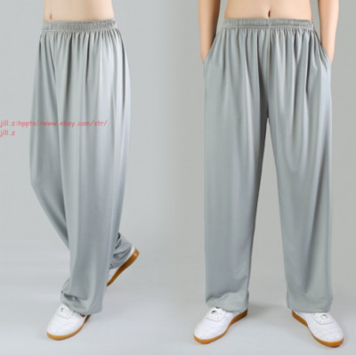 Unisex Kung Fu Tai Chi Pants Summer Milk Silk Martial Arts Wing Chun Trousers