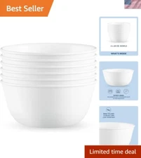 Elegant Winter Frost White Glass Bowls Set of 6 – Dishwasher & Microwave Safe
