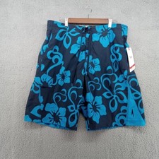 Speedo Shorts Mens XL Blue Floral Elastic Waist Swim Trunks Swimwear Beach Pool