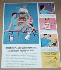 1959 print ad - Lowe Brothers Paint family kids cat art Dayton Ohio advertising
