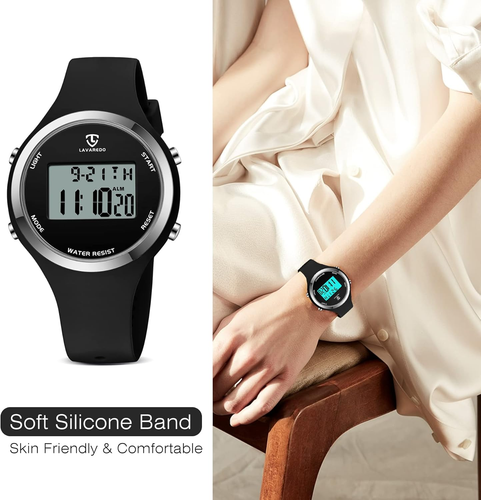 Uhren für Damen, Digitaluhr Damen Outdoor Sport mit Alarm/Stoppuhr/Chron - Bild 5 von 12