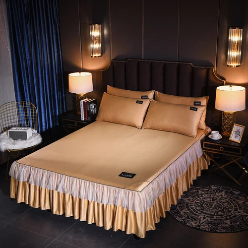 Luxus Satin Seide Bett Rock Staub Rüschen Elegant Bettlaken 14" Drop Queen King - Bild 29 von 41