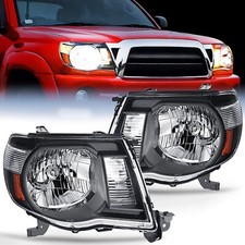 For 2005-2011 Toyota Tacoma Black Headlights Headlamps Light 05-11 Pair Set