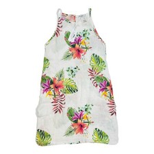 Lungo L'arno Italy Womens Size L Floral Linen Long Beach Hawaiian Floral Dress