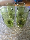 Set Of 4 Vintage Green Pedestal Juice Glasses  — photo 1