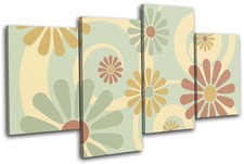 Swirls Retro Vintage Floral MULTI CANVAS WALL ART Picture Print VA