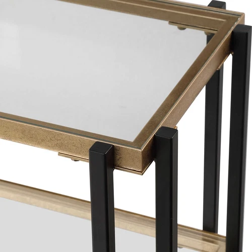 Kentmore Console Table Modern Matte Black and Brushed Gold  ~ Uttermost 24978 - Picture 6 of 7