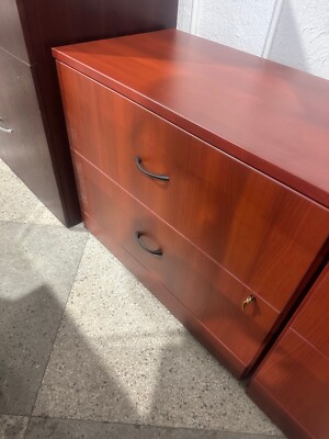 2 DR Lateral File Cabinet by Global in Cherry Laminate / 36'' x 20'' x 29 1/2'' H