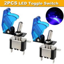 2PCS Toggle Switch 12V/20A BLUE LED Light Ignition Boost Marine Boat Car Racing