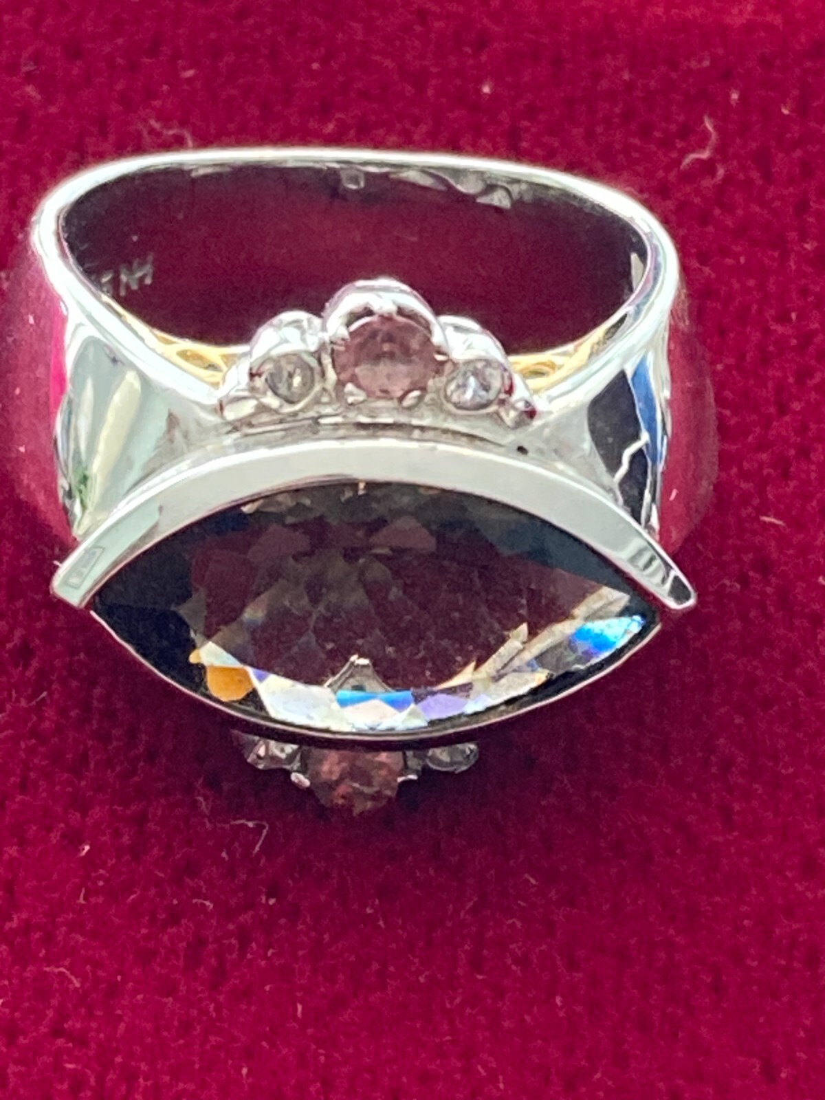 Sterling Silver Michael Valitutti Orange Sapphire Smokey Quartz Ring
