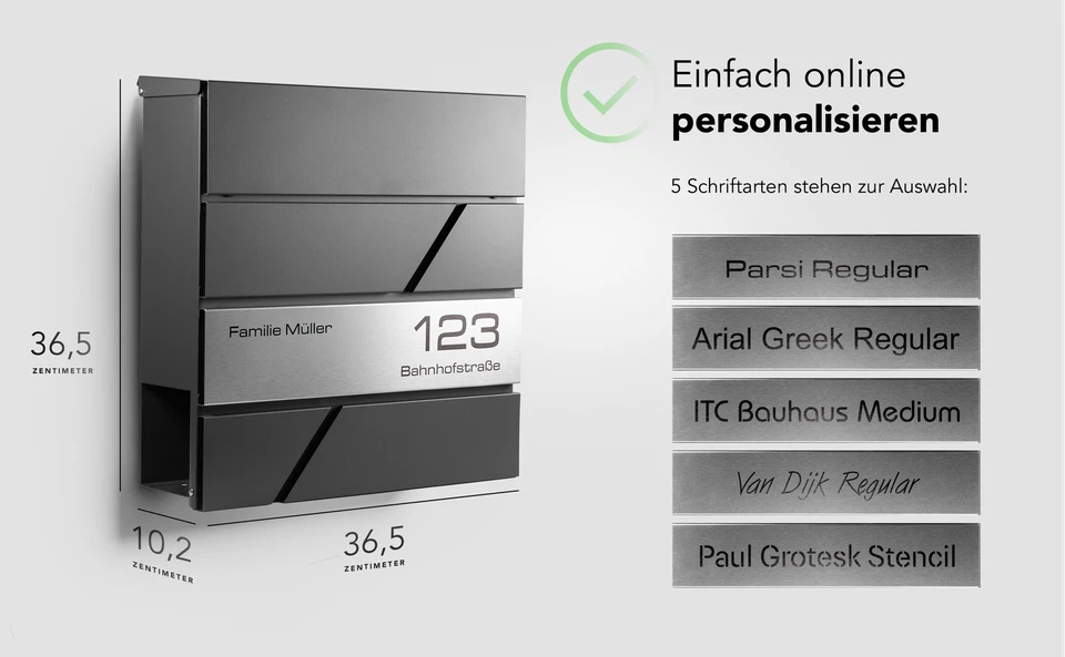 Modern Letterbox Anthracite with Newspaper Compartment Personalised inc Mounting Mat. - Image 2 of 4