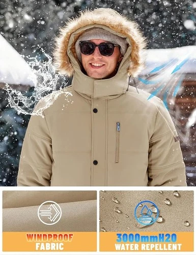 TACVASEN Men's Winter Jacket with Hood Water Repellent Windproof Thicken Parka image 5