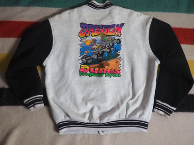 VTG 90s Fruit Loom Oregon Dunes ATV Moto MX Gray Snap Sweatshirt Jacket Mens XL