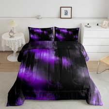 Abstract Bedding Set Size Kids Comforter for Boys Girls King Purple and Black