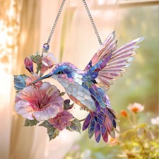 Hummingbird Floral Suncatcher Acrylic Window Decor Gift