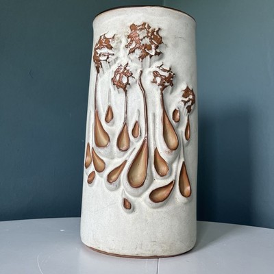 Große Vintage Regal Keramik Vase 37 cm hoch Stock / Schirmständer Brutalist
