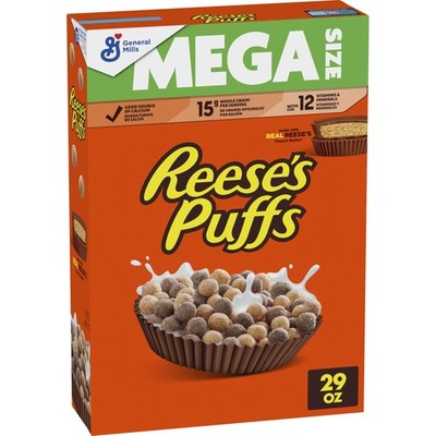 REESE'S PUFFS Chocolatey Peanut Butter Cereal, Mega Size, 29 oz