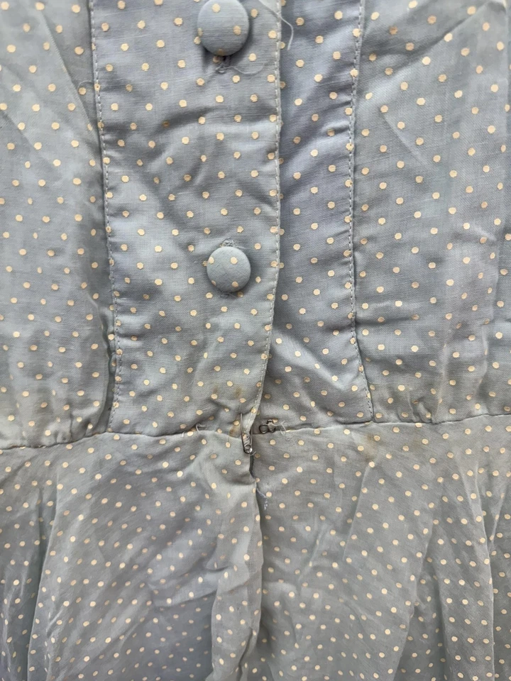 Vestido Vintage Lunares Mujer Talla 16 Transparente Manga Larga Años 70 Retro Boho Maxi Foto 2 de 4