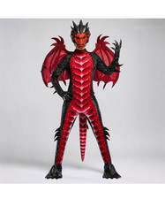 Kids Dragon Costume Jumpsuit Set w/ Mask Wings Tail Gloves Size 3T 3-4Y 