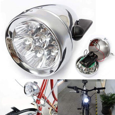 Vintage Bicycle Front Light 7 LED Retro Headlamp with Bracket Silver