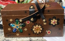 enid collins wood purse Dated 1966 “mula Flores” Mcm Hollywood Regency