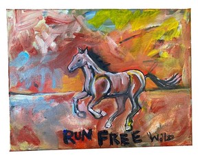 Wild Horse, 9x12” Neo-expressionistic , Acrylic/Canvas, Original,Signed, COA