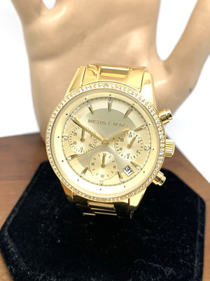Michael Kors Women's Watch MK6356 Ritz Gemmed Quartz 37mm Gold Stainless Steel