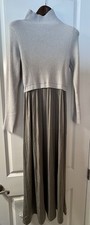 NEW Anthropologie Thed Twofee Sweater Dress Maxi Mock Turtle Neck-Beige Sz Med