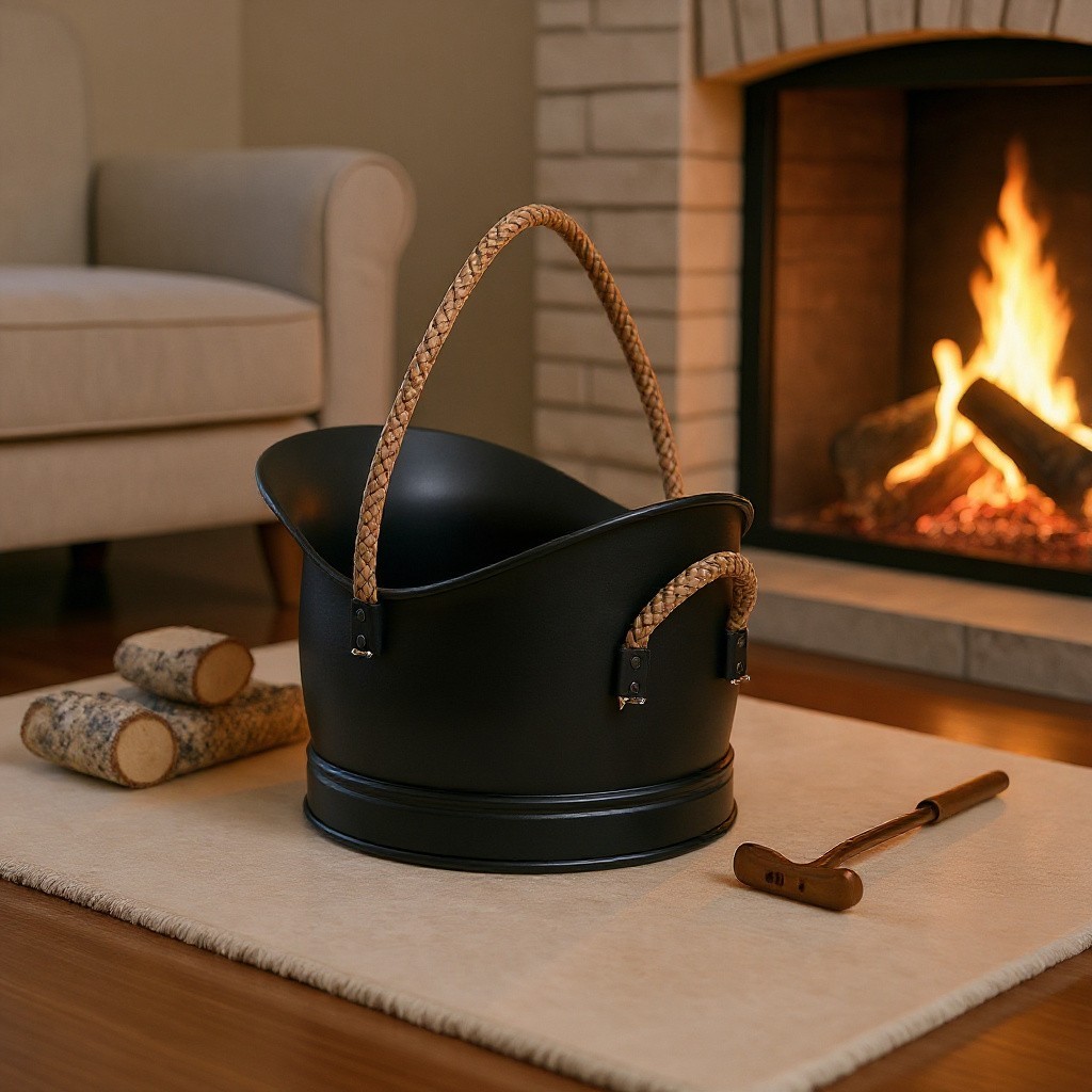 Black Coal Bucket Waterloo Charcoal Ash Log Scuttle Hod Fireside Steel