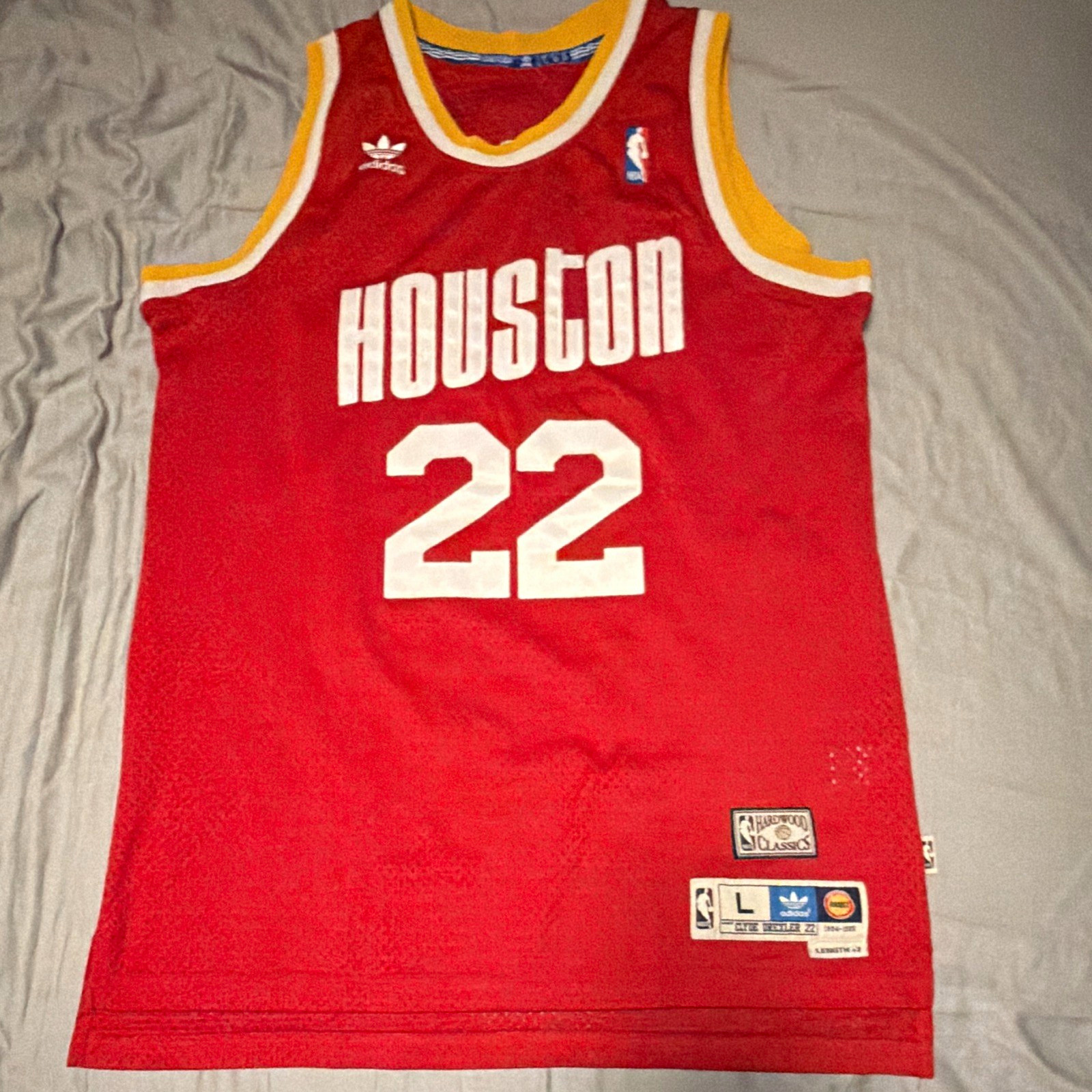 adidas Clyde Drexler #22 Houston Rockets Red NBA Hardwood Classics Jersey L