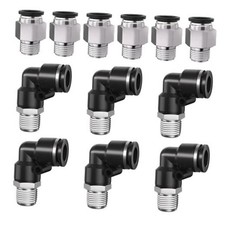 Push to Connect Fittings 1/4 Tube x 1/4"OD x 1/8"NPT 12 Elbow Straight