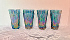 Indiana Glass Harvest Grape Iridescent Blue Carnival Tumblers Set of 4 6"