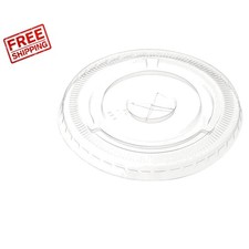 Set of 100 Clear PET Lids for 12-24 oz Cups - Spill-Guard Straw Slots Included
