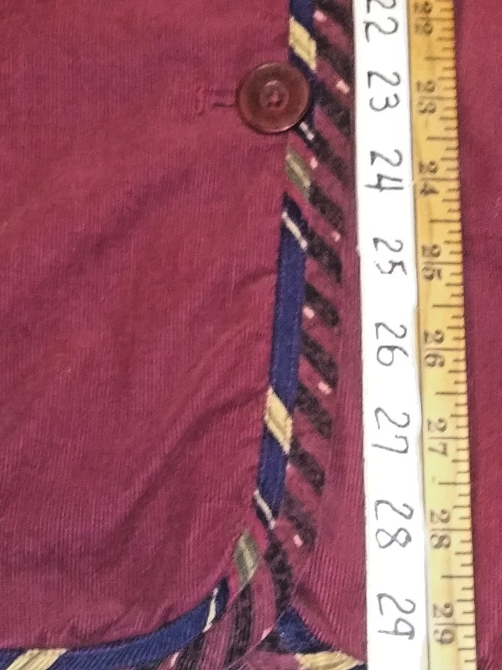 Koos Of Course Women's L Cotton Corduroy Jacket Burgundy Paisley Reversible Vtg - Image 4 of 4