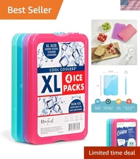 Reusable XL Ice Packs 4 Pack - Space-Saving & Leak Resistant for Adventures