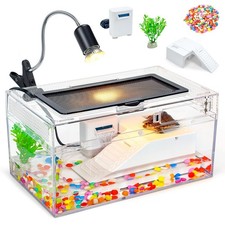 12x7x6 Turtle Tank Kit A High-Definition Aquarium with Heating Lamp, Filter, Adv