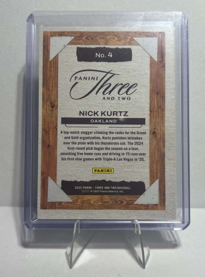 🔥🔥2025 Panini Three and Two NICK KURTZ Blank Slate RC SSP Oakland A’s RARE🔥🔥 - Image 2 of 2