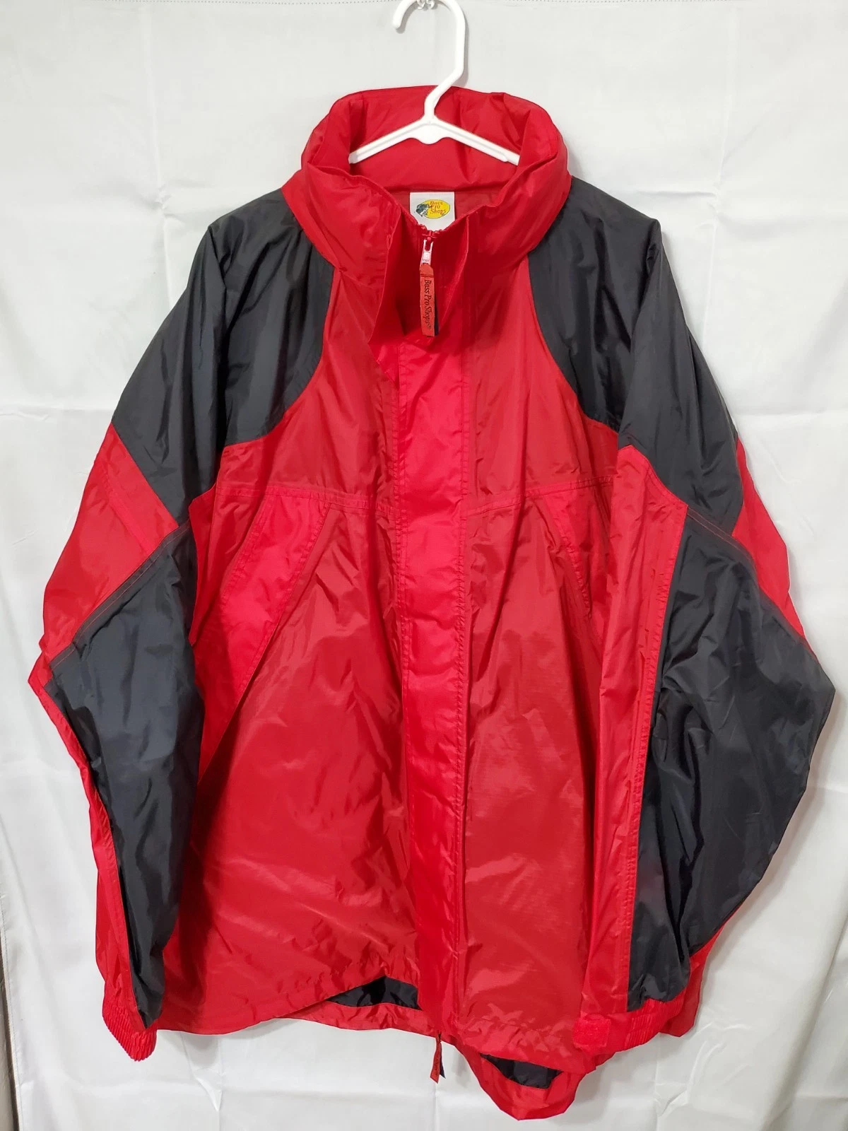 Bass Pro Shops Jacket Mens 3XL Red Windbreaker Full Zip Mesh Lining