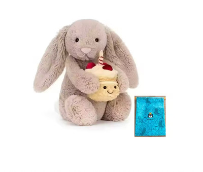 Cute Bashful Beige Bunny Birthday Gift With Jellycat Dust Bag-No