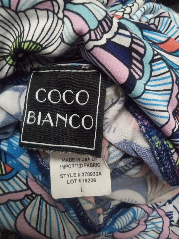 Coco Bianco Wide Leg Palazzo Pants Women's Large,  Boho Flowy Floral - Image 3 of 3